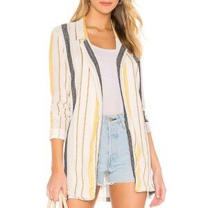 Beach Riot Revolve Blake Stripe Cotton Oversized Open Front Blazer Size S